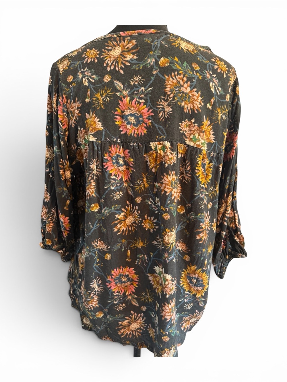 Natural Life Babydoll Boho Floral Paisley Top 3/4 Sleeve - Picture 2 of 7